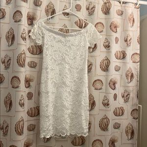 2 layer white off the shoulder dress